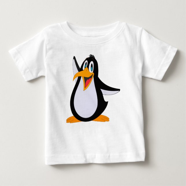 T-shirt Pour Bébé Dessin animé pingouin heureux (Devant)