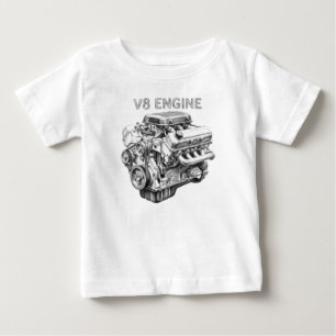 T-shirt Pour Bébé dessin au crayon d'un moteur V8