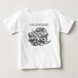 T-shirt Pour Bébé dessin au crayon d'un moteur V8