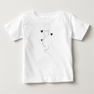 T-shirt Pour Bébé Dessin de chat mignon en ligne continue avec trois
