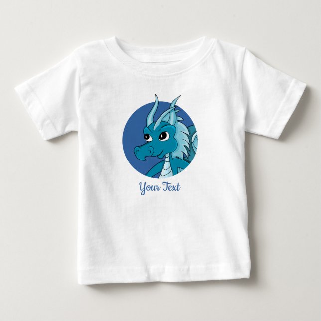 T-shirt Pour Bébé Dessin de dragon bleu bébé T-shirt (Devant)