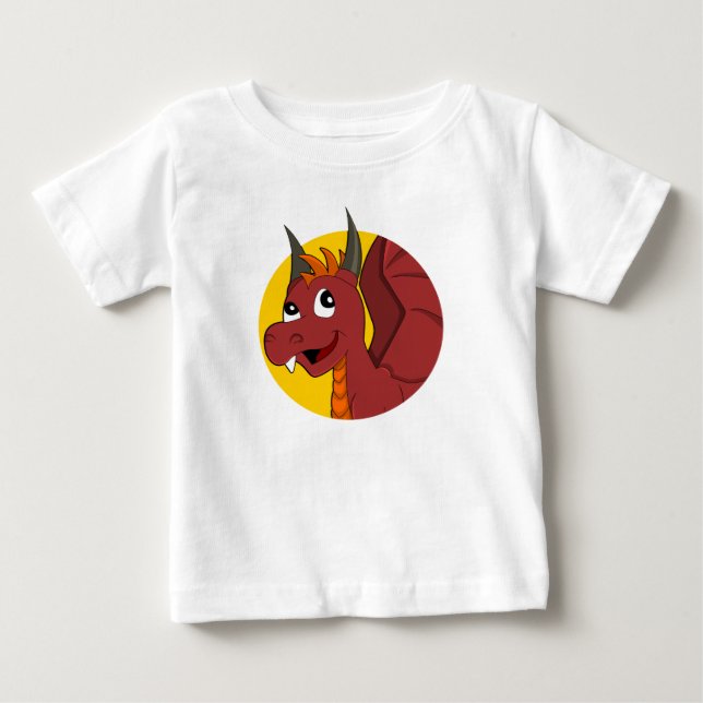 T-shirt Pour Bébé Dessin de dragon rouge bébé T-shirt (Devant)