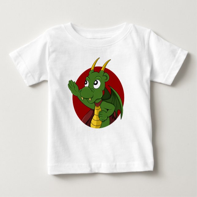 T-shirt Pour Bébé Dessin de dragon vert bébé T-shirt (Devant)
