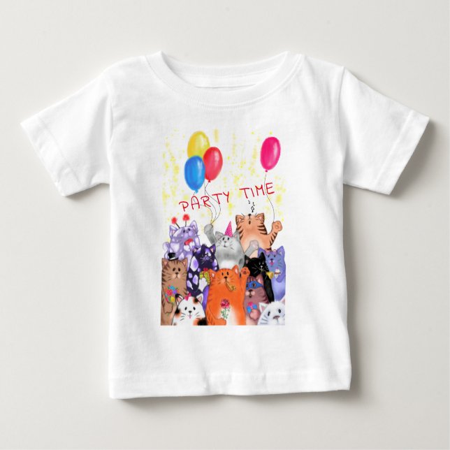 T-shirt Pour Bébé Dessin de fête de chats heureux - Chats amusants (Devant)