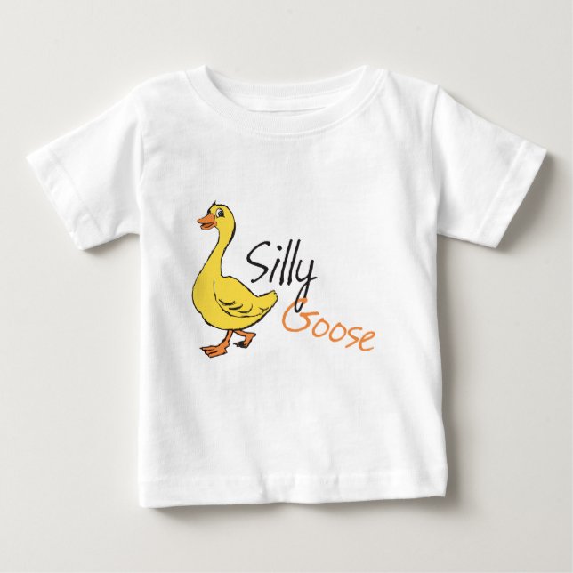 T-shirt Pour Bébé Dessin de la main jaune dessiné sur l'oie bestiale (Devant)