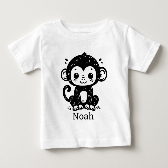 T-shirt Pour Bébé Dessin de Singe Bébé mignon - Kawaii Nursery Art (Devant)