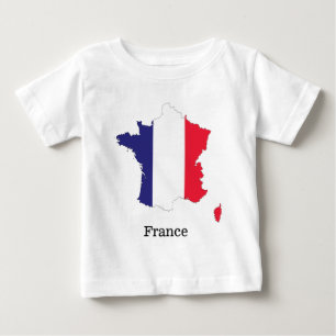T-shirt Pour Bébé Dessin de souvenir de drapeau de la France sur une