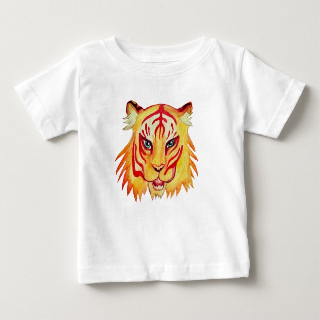 T-shirt Pour Bébé Dessin de tigre de maillot fin pour bébé (Devant)