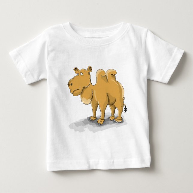 T-shirt Pour Bébé Dessin Deux chameaux à bosse marchant dans le dése (Devant)