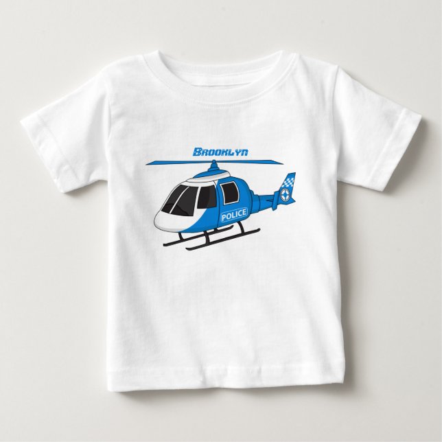 T-shirt Pour Bébé Dessin d'hélicoptère du service de police mignon (Devant)