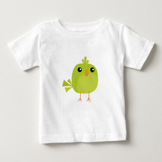 T-shirt Pour Bébé Dessin d'oiseau vert (Devant)