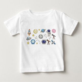 T-shirt Pour Bébé dessin enfants fusée astronaute crayon couleur cra