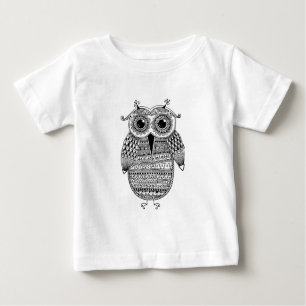 T-shirt Pour Bébé Dessin ethnique d'encre de hibou