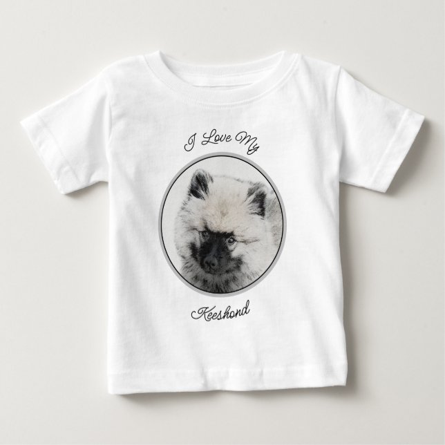 T-shirt Pour Bébé Dessin Keeshond Chiot - Joli dessin original Chien (Devant)