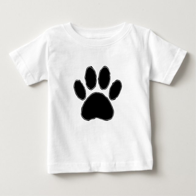 T-shirt Pour Bébé Dessin Paw Chien En Noir (Devant)