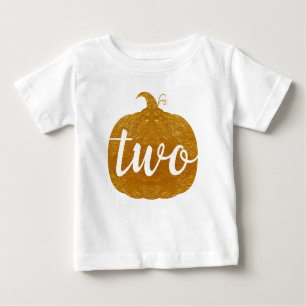 T-shirt Pour Bébé Deux 2e anniversaire bébé   Citrouille d'or