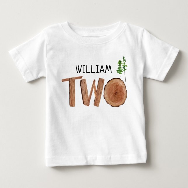 T-shirt Pour Bébé Deux 2e anniversaire Nom personnalisé (Devant)