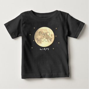 T-shirt Pour Bébé Deux à la Lune Noir 2e Anniversaire Garçon