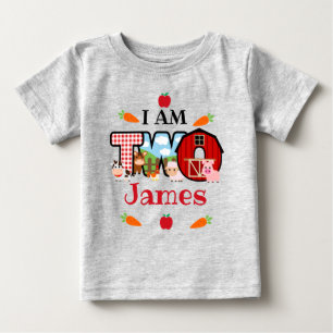 T-shirt Pour Bébé DEUX Animal de la ferme d'anniversaire   Fête d'an