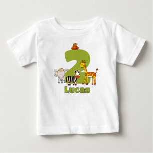 T-shirt Pour Bébé Deux Animaux Sauvages de Safari 2e Anniversaire No