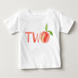 T-shirt Pour Bébé Deux Aquarelle Peach 2e Fille d'anniversaire