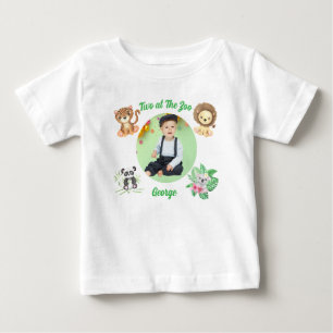 T-shirt Pour Bébé Deux au Zoo Animaux de la Jungle Safari Anniversai