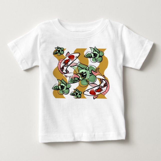 T-shirt Pour Bébé Deux carpes dans l'étang Chemise (Devant)