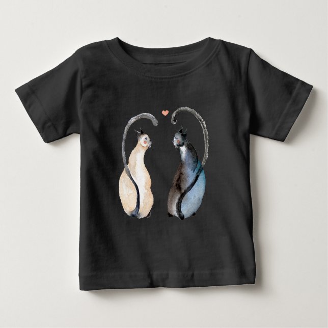 T-shirt Pour Bébé Deux chats amoureux (Devant)