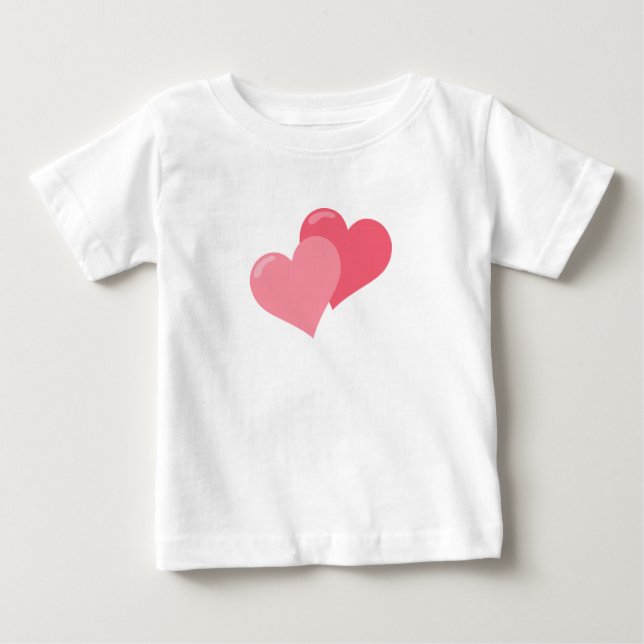 T-shirt Pour Bébé Deux Coeurs roses (Devant)