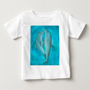 T-shirt Pour Bébé Deux dauphins jouant sauvage et libre dans l'océan