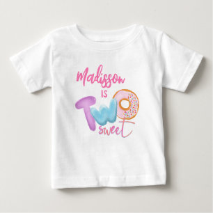 T-shirt Pour Bébé Deux douces beignets rose fille 2e anniversaire