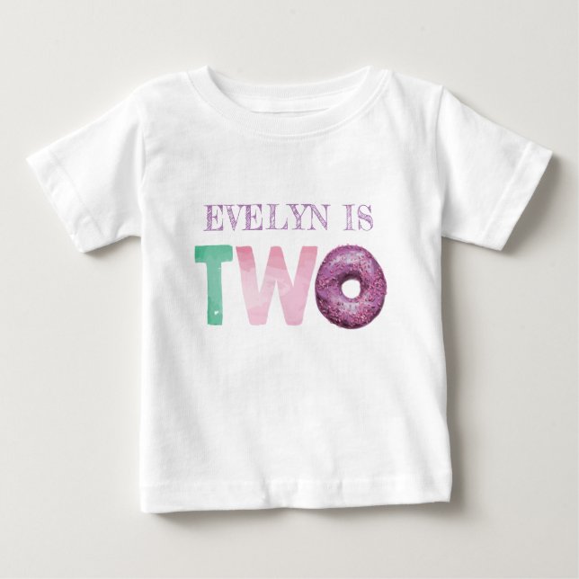 T-shirt Pour Bébé Deux Doughnut Anniversaire Personnalisé (Devant)