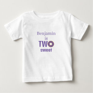 T-shirt Pour Bébé Deux doux 2e anniversaire donut violet