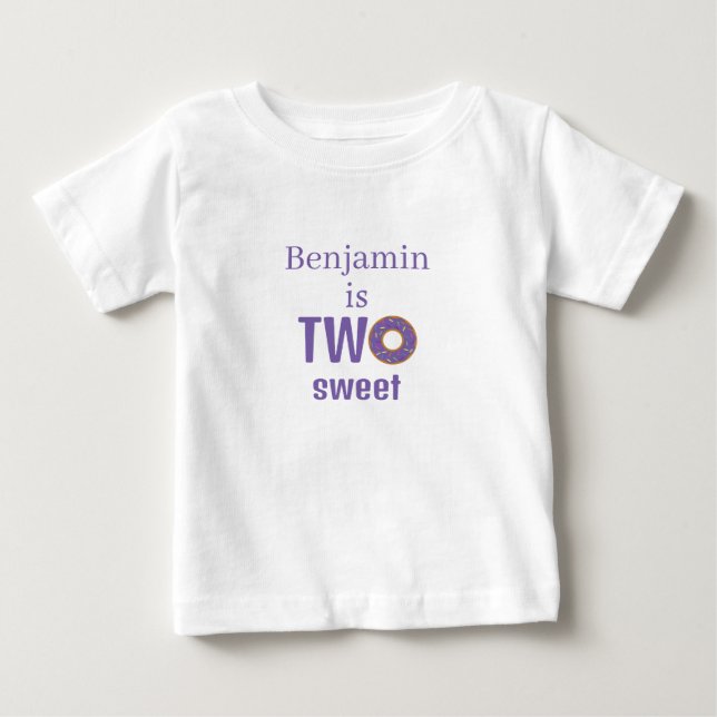 T-shirt Pour Bébé Deux doux 2e anniversaire donut violet (Devant)