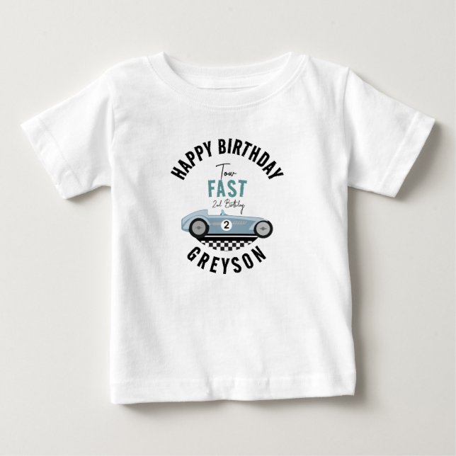 T-shirt Pour Bébé Deux Fast Race Car Boy 2e fête d'anniversaire (Devant)