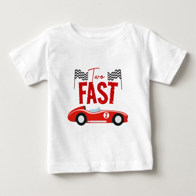 T-shirt Pour Bébé Deux Fast Race Car Boy 2e fête d'anniversaire (Devant)