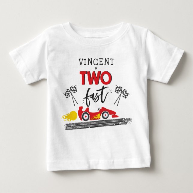 T-shirt Pour Bébé Deux Fast Red Race Car 2e Anniversaire (Devant)