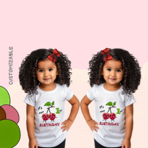 T-shirt Pour Bébé Deux filles cerise