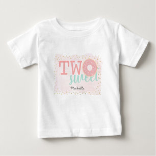 T-shirt Pour Bébé Deux filles roses de beignets sucrés 2e anniversai