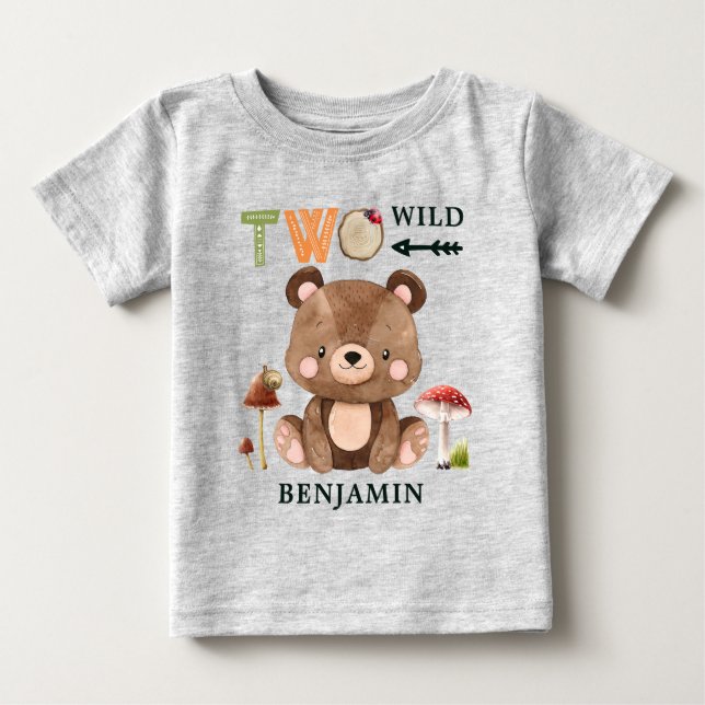 T-shirt Pour Bébé Deux forêts sauvages personnalisées 2e anniversair (Devant)