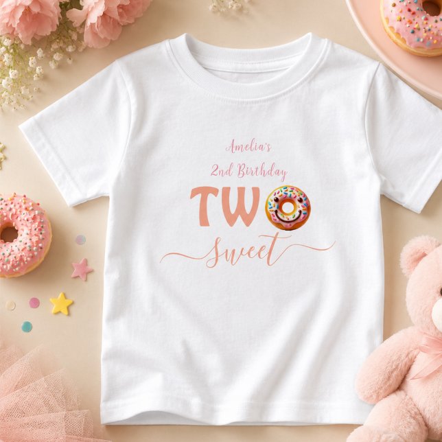 T-shirt Pour Bébé Deux gâteaux Donuts 2ème anniversaire (Two Sweet Donuts 2nd Birthday party Baby T-Shirt)