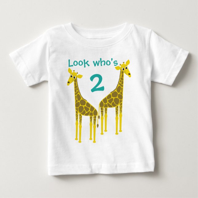 T-shirt Pour Bébé Deux girafes pour deux ans (Devant)