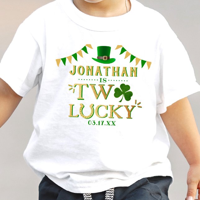 T-shirt Pour Bébé Deux Lucky St. Patrick's Day 2e anniversaire (Créateur téléchargé)