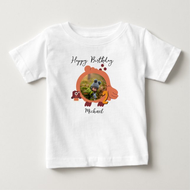 T-shirt Pour Bébé Deux mignonnes photos d'anniversaire (Devant)