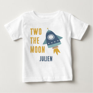 T-shirt Pour Bébé Deux Moon Space Rocket 2e fête d'anniversaire