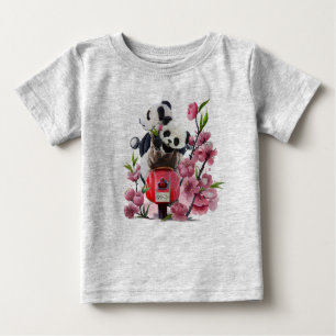 T-shirt Pour Bébé Deux pandas à moto