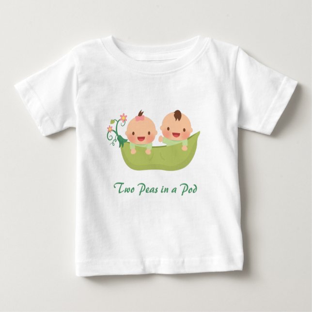 T-shirt Pour Bébé Deux petits pois dans un Pod Boy Girl Twins (Devant)