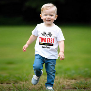 T-shirt Pour Bébé Deux Rapides Voitures de Course Blanches