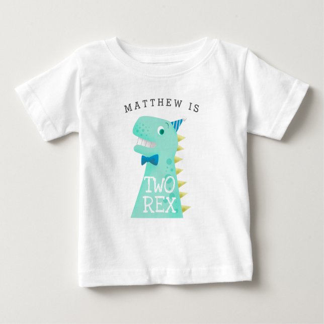 T-shirt Pour Bébé DEUX REX Birthday Boy Dinosaur (Devant)