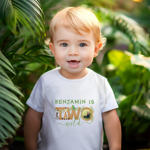 T-shirt Pour Bébé Deux sauvages 2e Anniversaire Tropical Jungle Safa